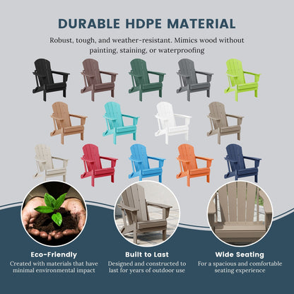 Sedie Adirondack pieghevoli per esterni e patio, resistenti alle intemperie, Polytrends Laguna (set da 2)