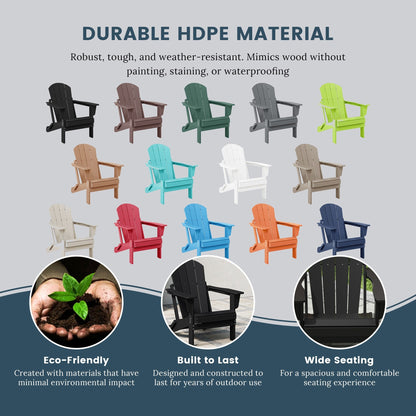 Sedie Adirondack pieghevoli per esterni e patio, resistenti alle intemperie, Polytrends Laguna (set da 2)