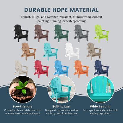 Sedie Adirondack pieghevoli per esterni e patio, resistenti alle intemperie, Polytrends Laguna (set da 4)