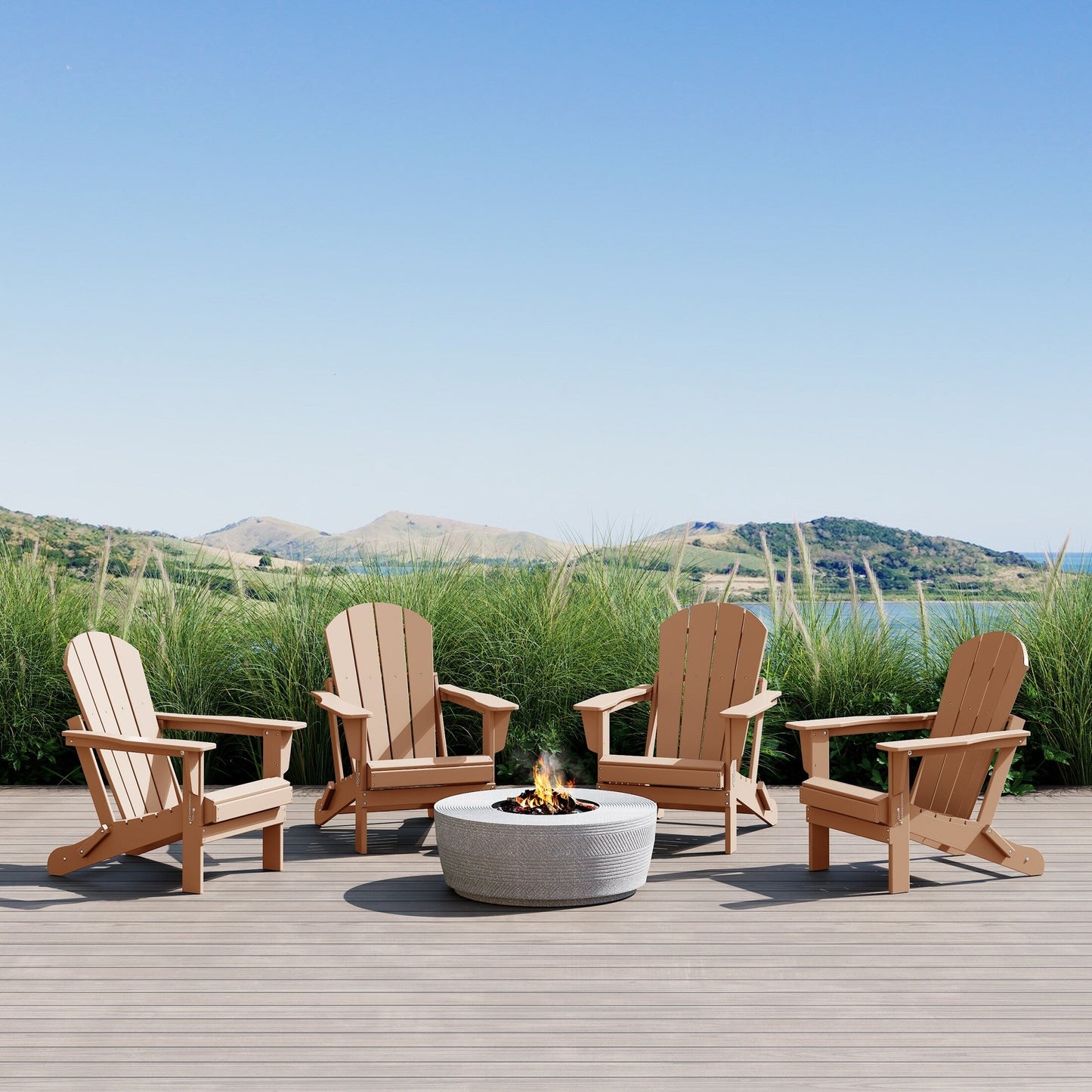Sedie Adirondack pieghevoli per esterni e patio, resistenti alle intemperie, Polytrends Laguna (set da 4)