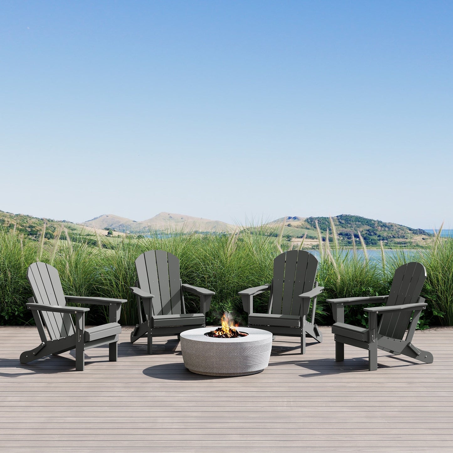Sedie Adirondack pieghevoli per esterni e patio, resistenti alle intemperie, Polytrends Laguna (set da 4)