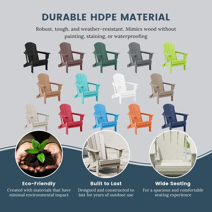 Sedie Adirondack pieghevoli per esterni e patio, resistenti alle intemperie, Polytrends Laguna (set da 4)