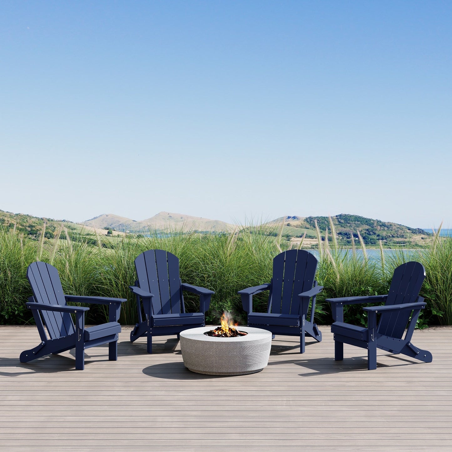 Sedie Adirondack pieghevoli per esterni e patio, resistenti alle intemperie, Polytrends Laguna (set da 4)