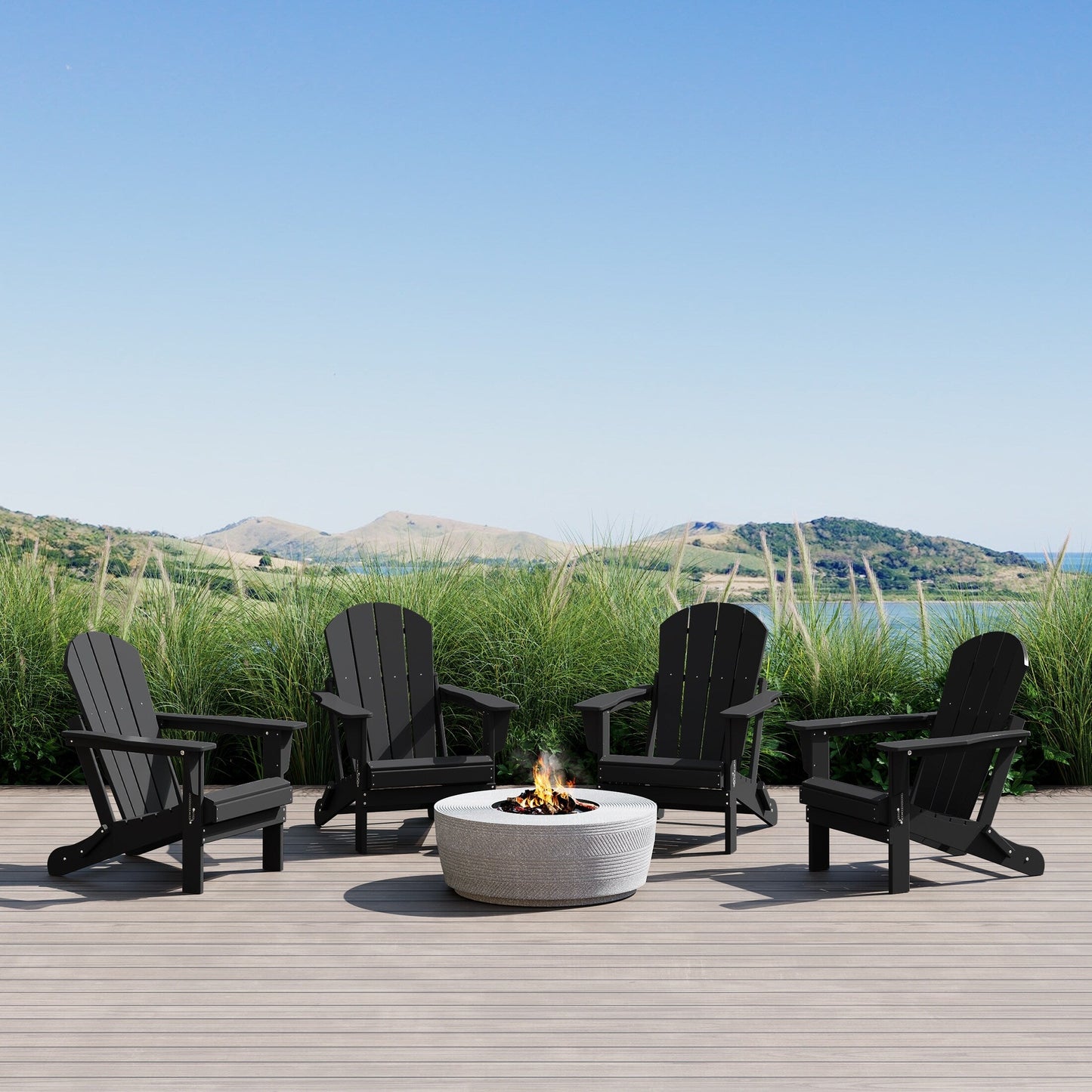 Sedie Adirondack pieghevoli per esterni e patio, resistenti alle intemperie, Polytrends Laguna (set da 4)