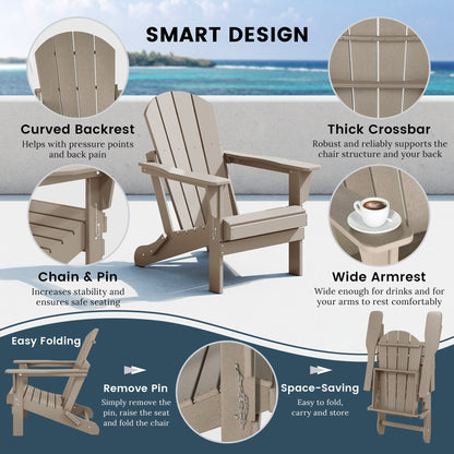 Sedie Adirondack pieghevoli per esterni e patio, resistenti alle intemperie, Polytrends Laguna (set da 4)