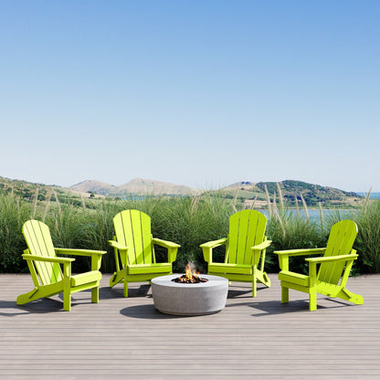Sedie Adirondack pieghevoli per esterni e patio, resistenti alle intemperie, Polytrends Laguna (set da 4)