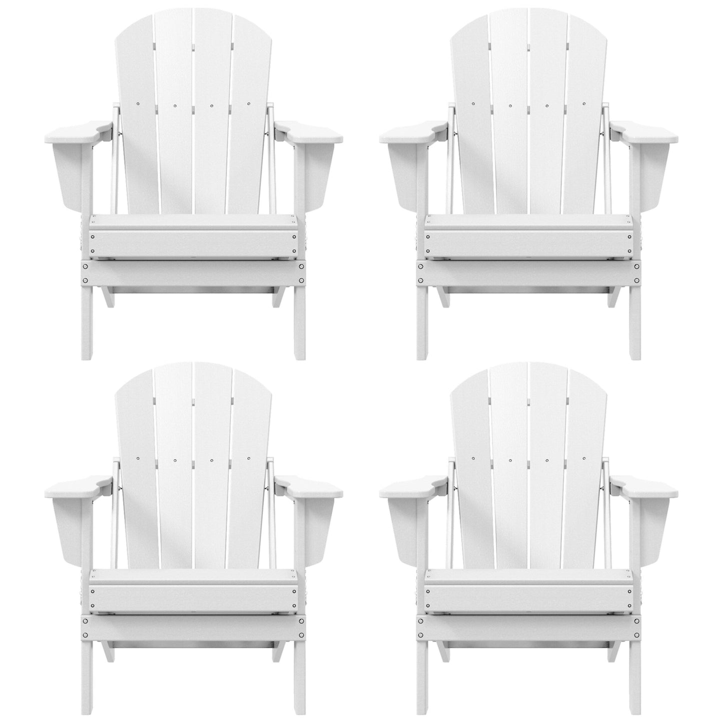 Sedie Adirondack pieghevoli per esterni e patio, resistenti alle intemperie, Polytrends Laguna (set da 4)