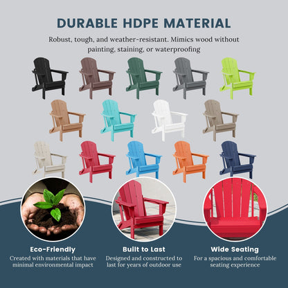 Sedie Adirondack pieghevoli per esterni e patio, resistenti alle intemperie, Polytrends Laguna (set da 4)