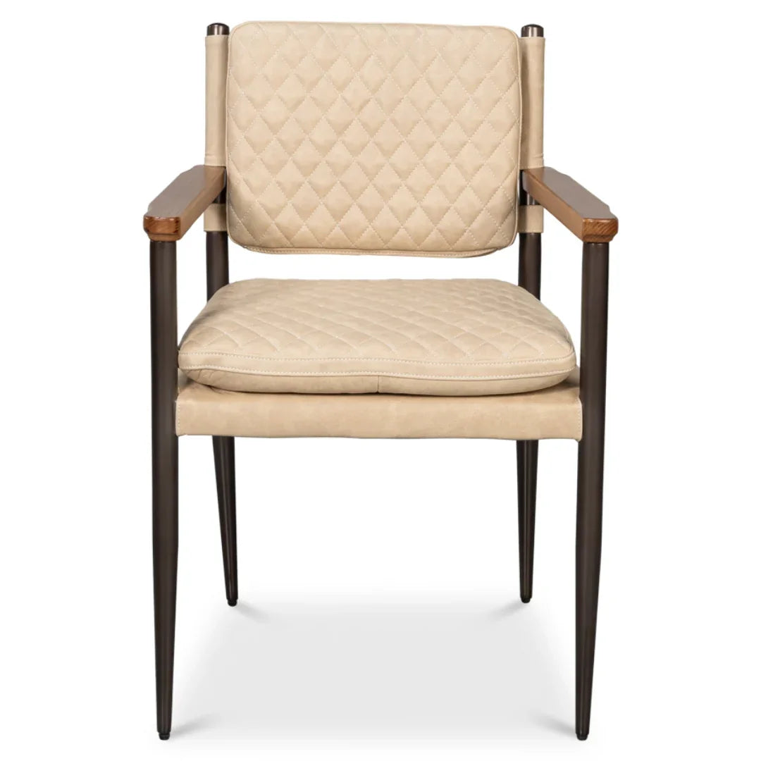 Poltrona da pranzo in pelle trapuntata