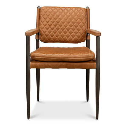 Poltrona da pranzo in pelle trapuntata