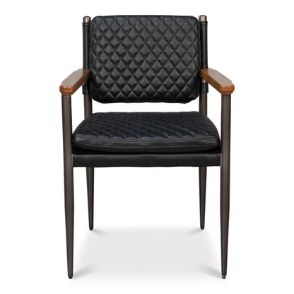 Poltrona da pranzo in pelle trapuntata