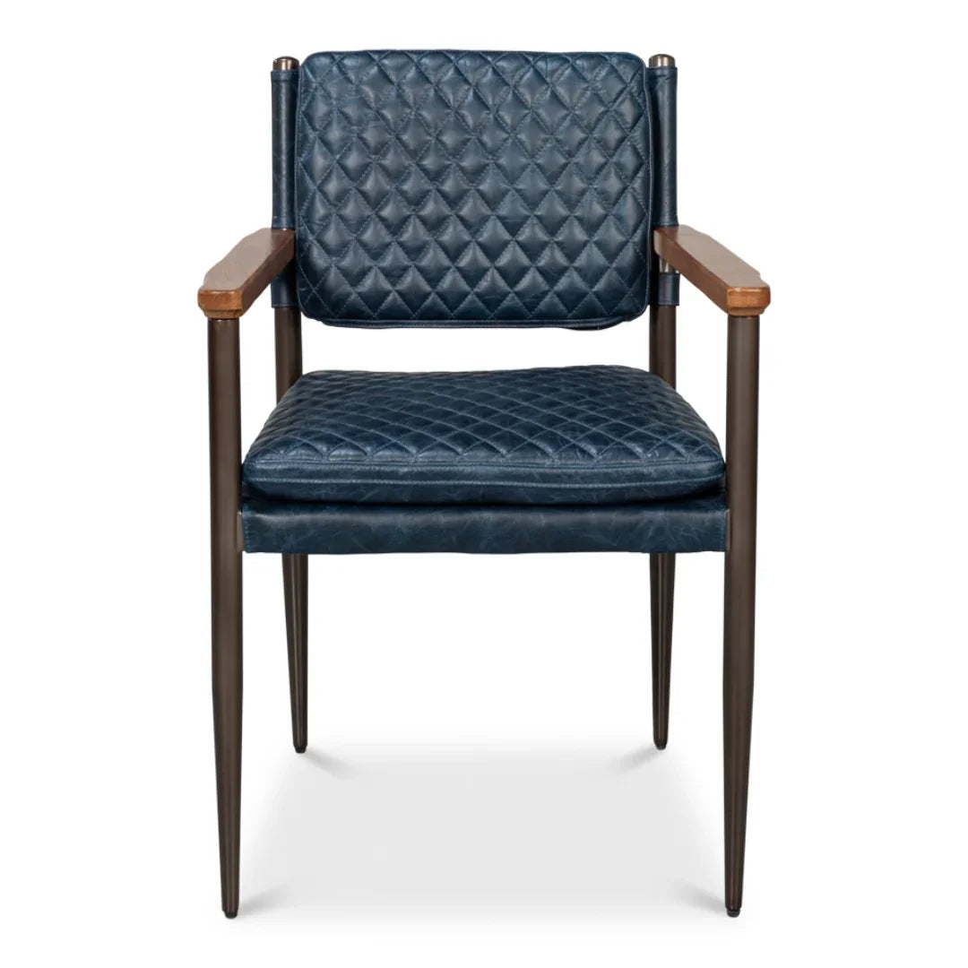 Poltrona da pranzo in pelle trapuntata