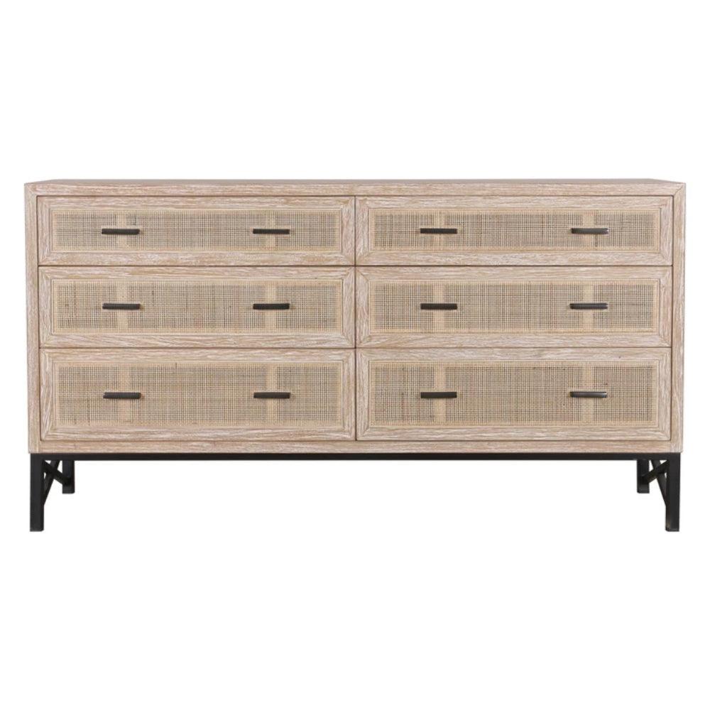 Cassettiera in rattan naturale con 6 cassetti