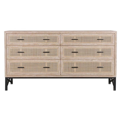 Cassettiera in rattan naturale con 6 cassetti