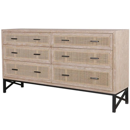 Cassettiera in rattan naturale con 6 cassetti