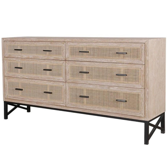 Cassettiera in rattan naturale con 6 cassetti