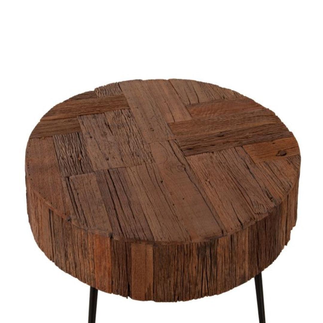 Tavolino da caffè rotondo in legno di recupero