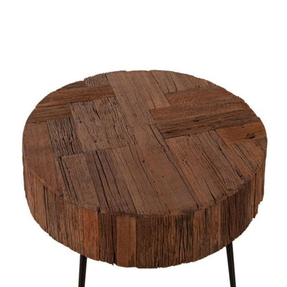 Tavolino da caffè rotondo in legno di recupero