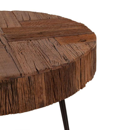 Tavolino da caffè rotondo in legno di recupero