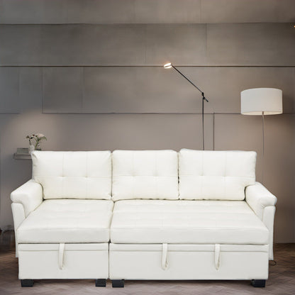 Divano componibile reversibile con letto estraibile, chaise longue con contenitore nascosto, gambe resistenti,