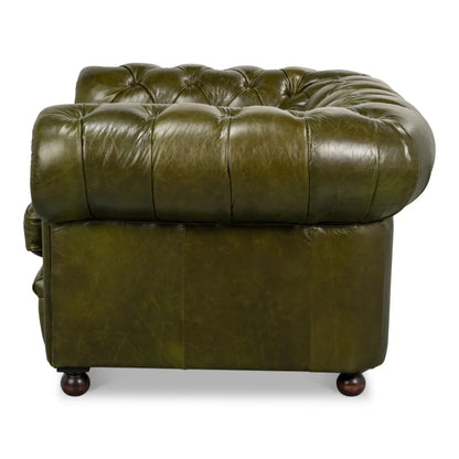 Poltrona Chesterfield verde capitonné