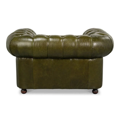 Poltrona Chesterfield verde capitonné