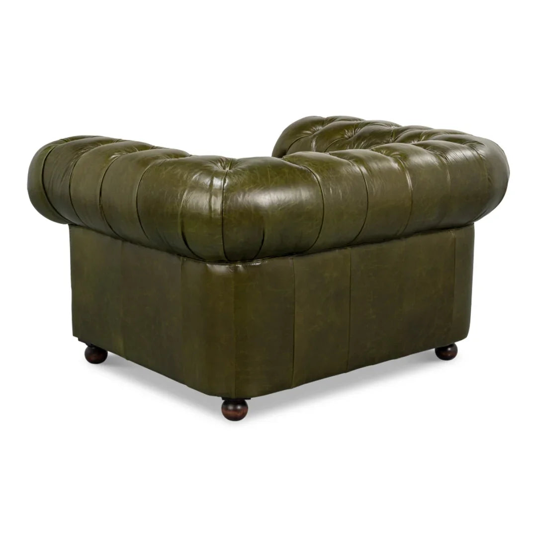 Poltrona Chesterfield verde capitonné