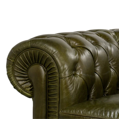 Poltrona Chesterfield verde capitonné