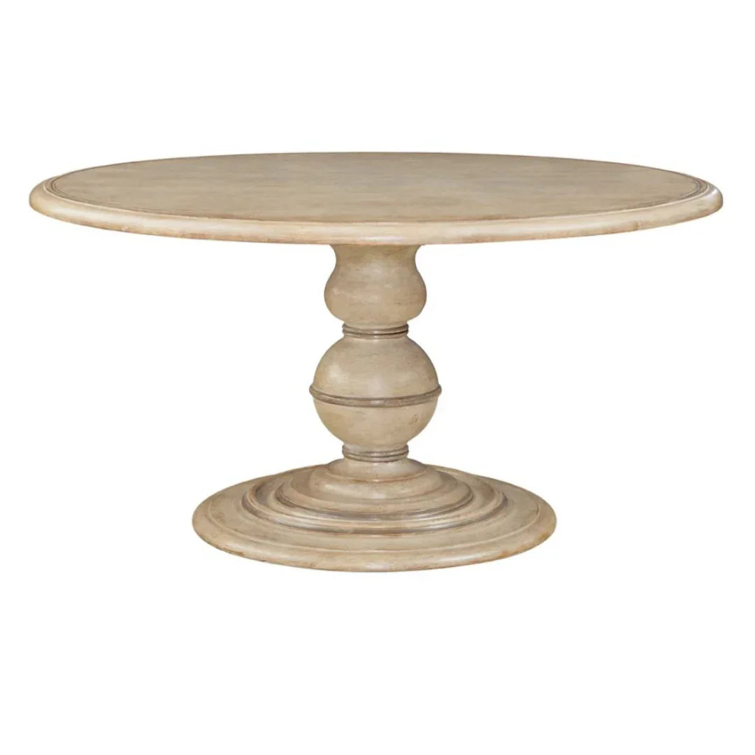 Majestic French Distressed Cream Table con piedistallo