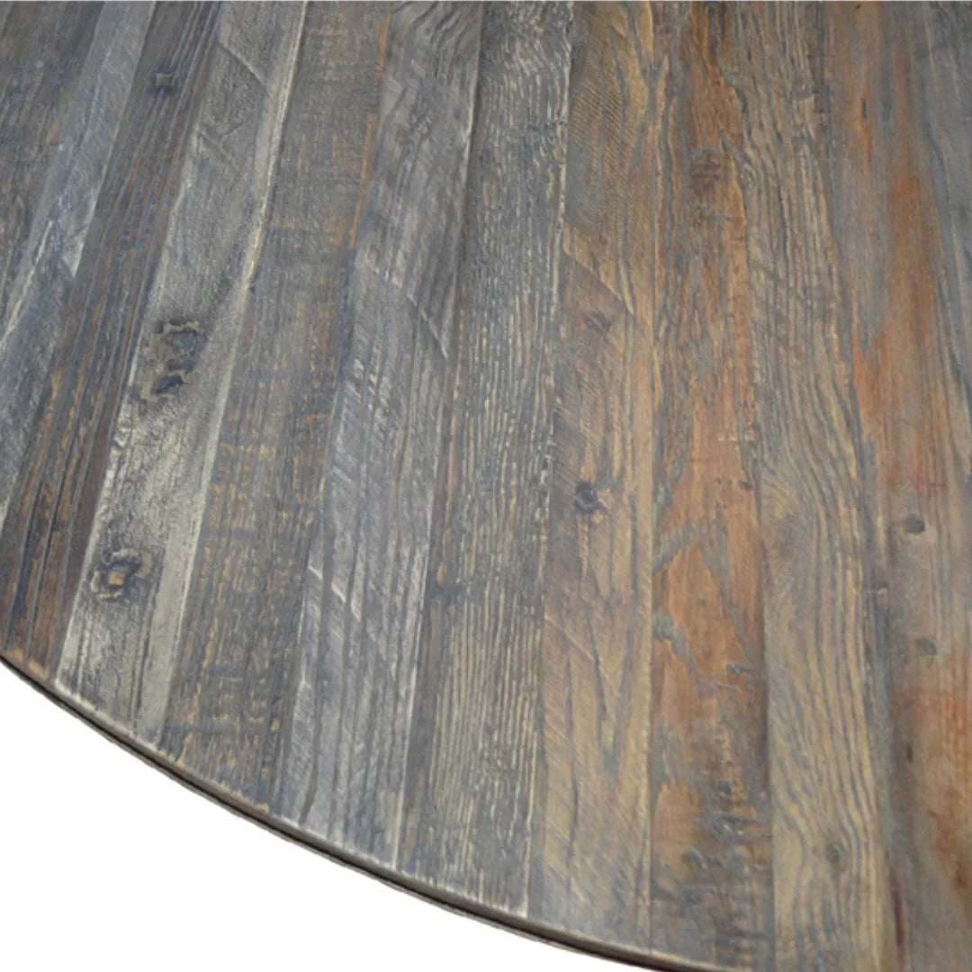 Tavolo da pranzo rotondo in legno di olmo francese