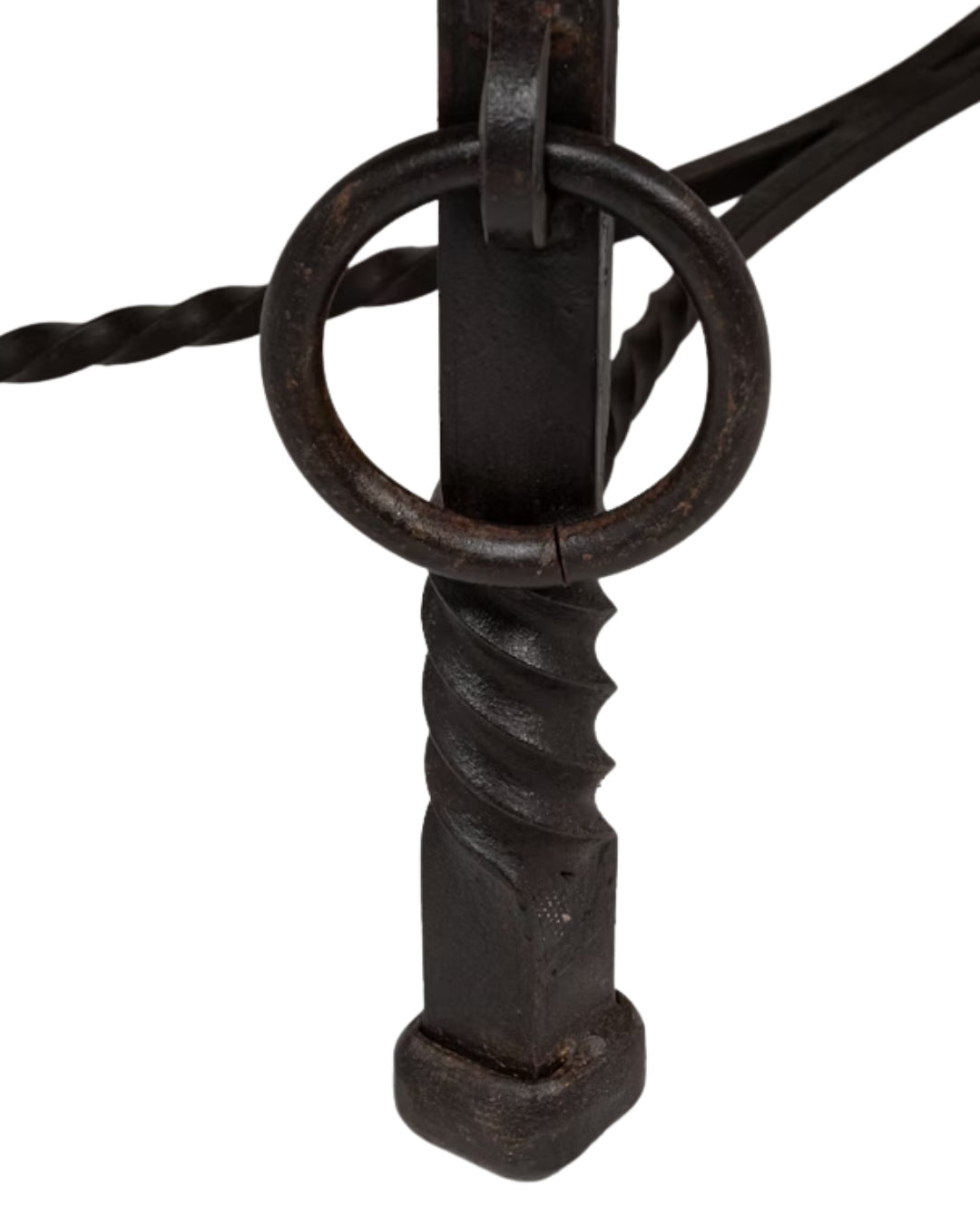 Tavolino rustico con base in ferro, circa 1940