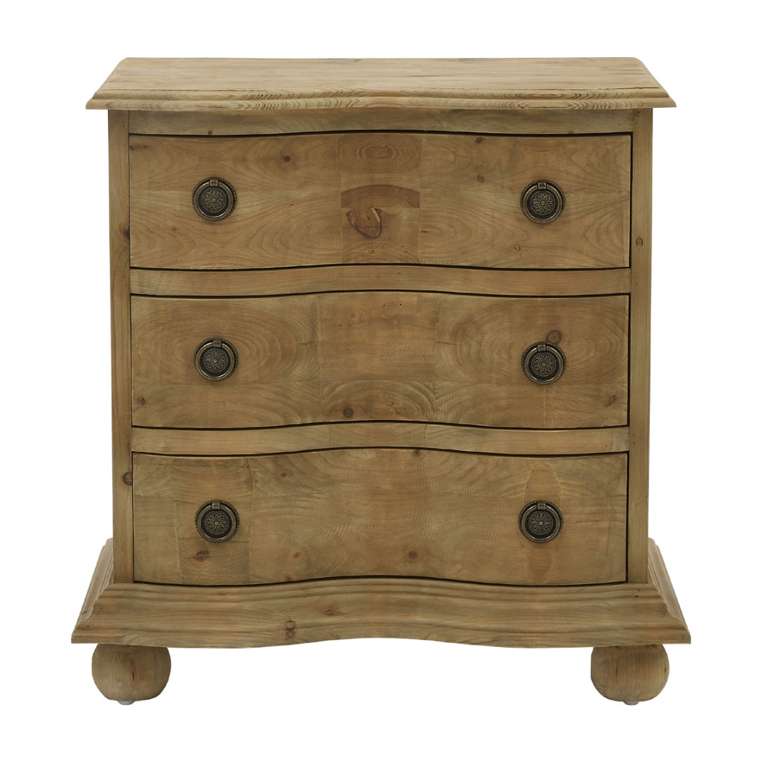 Cassettiera rustica con frontale curvo naturale