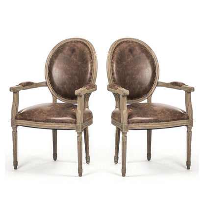 Poltrone con schienale tondo in pelle rustica