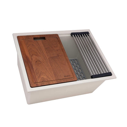 Ruvati epiRock Workstation da 25 pollici, lavello da lavanderia sottotop bianco caldo - RVG2321WB