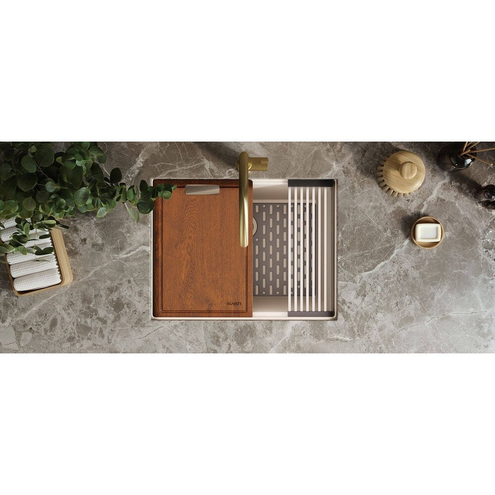 Ruvati epiRock Workstation da 25 pollici, lavello da lavanderia sottotop bianco caldo - RVG2321WB