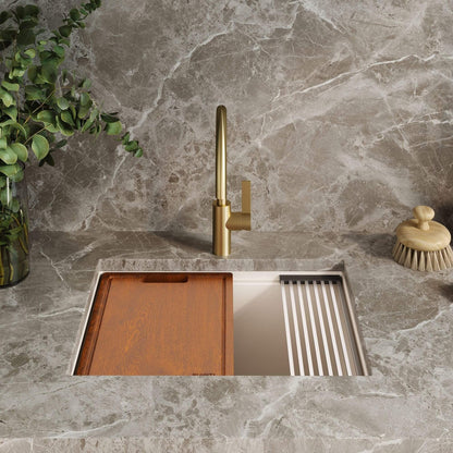 Ruvati epiRock Workstation da 25 pollici, lavello da lavanderia sottotop bianco caldo - RVG2321WB