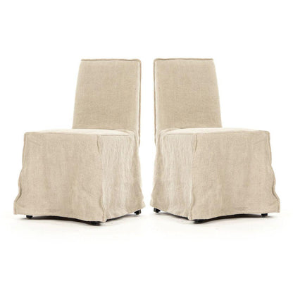 Sedia da pranzo laterale in lino naturale