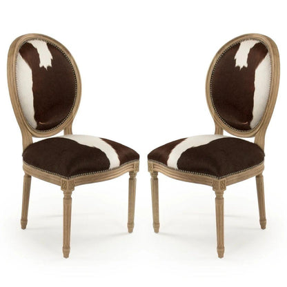 Sedie da pranzo in pelle di mucca brasiliana marrone