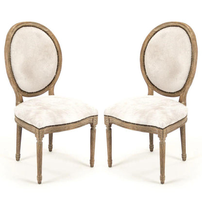 Sedie da pranzo bianche in pelle di mucca brasiliana