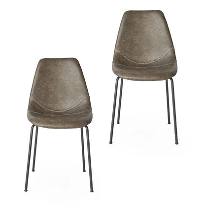 Sedie laterali imbottite in pelle - Set di 2