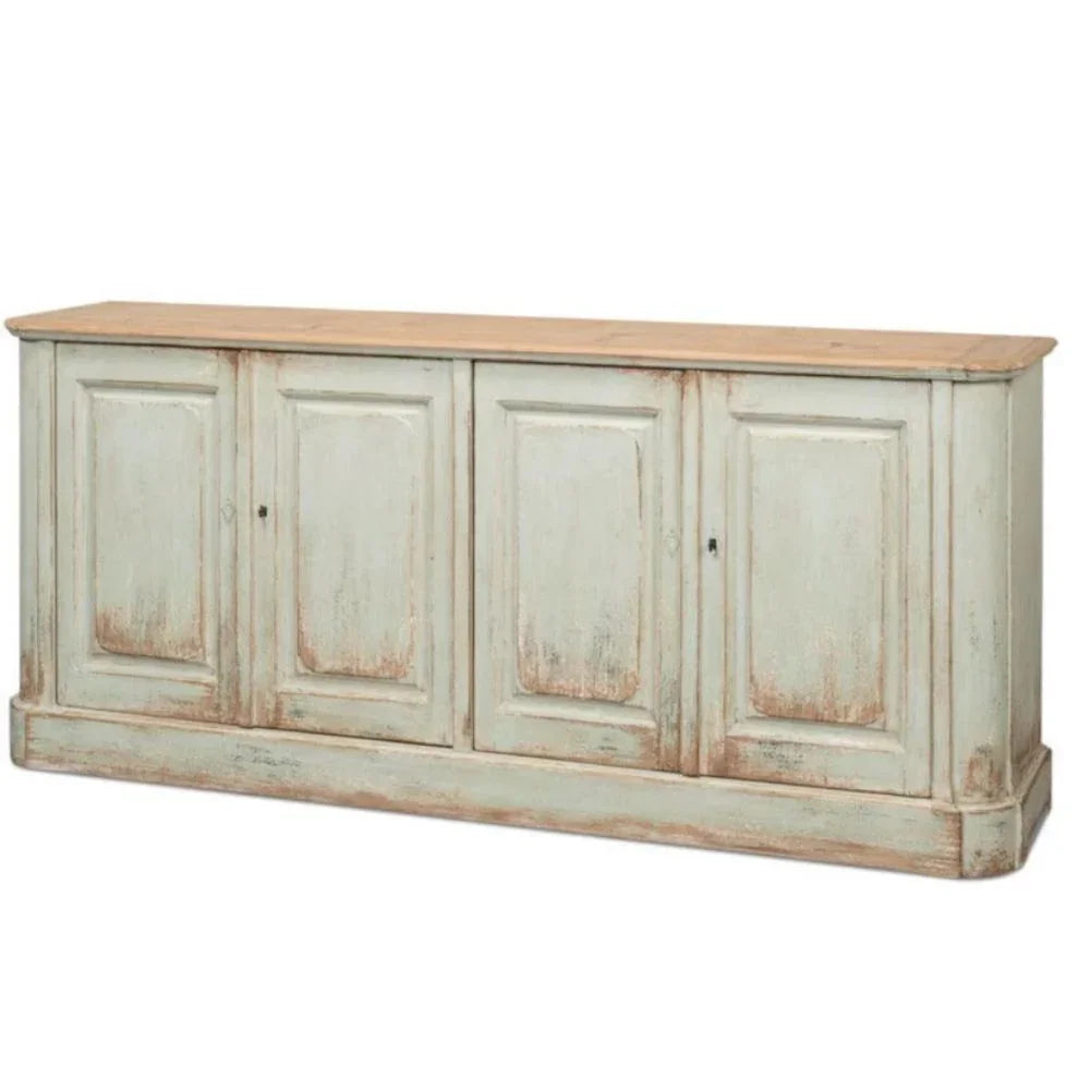 Credenza in stile fattoria con piano in legno di salvia