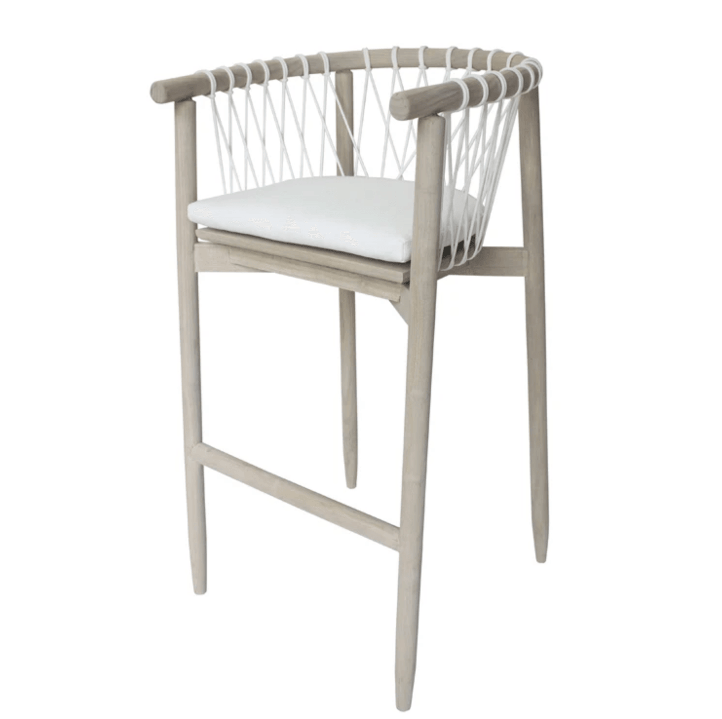 Sgabello da bar rivestito in tessuto costiero naturale