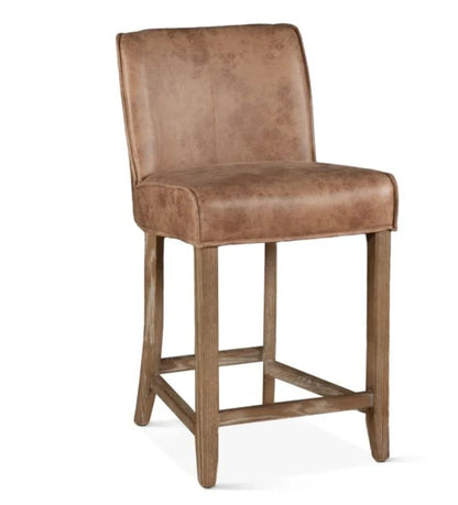 Sgabello rustico in vera pelle Carmel