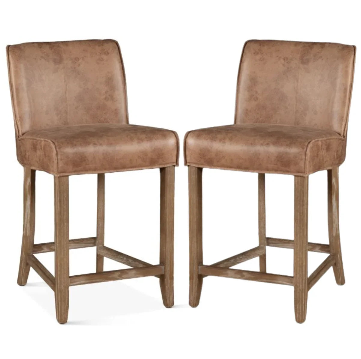 Sgabello rustico in vera pelle Carmel