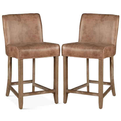 Sgabello rustico in vera pelle Carmel