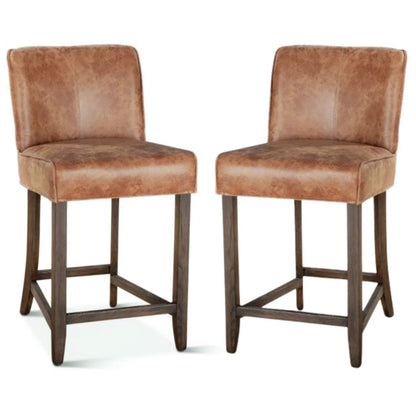 Sgabello rustico in vera pelle Carmel