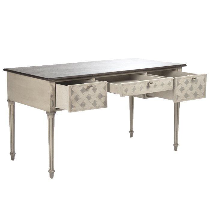 Scrivania francese dipinta a traliccio