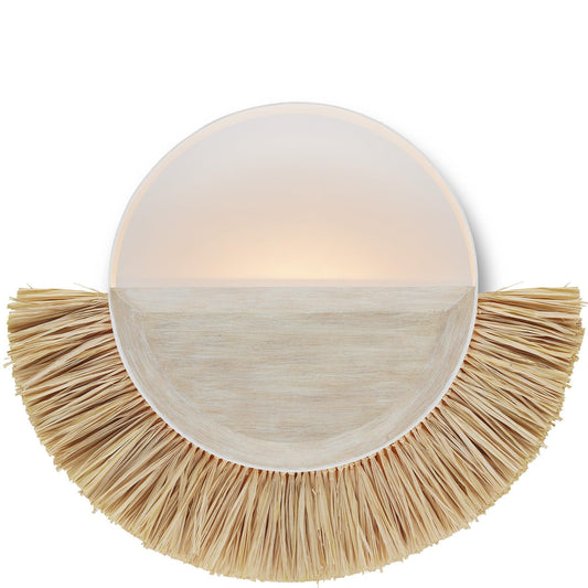 Applique da parete a mezzaluna in rafia