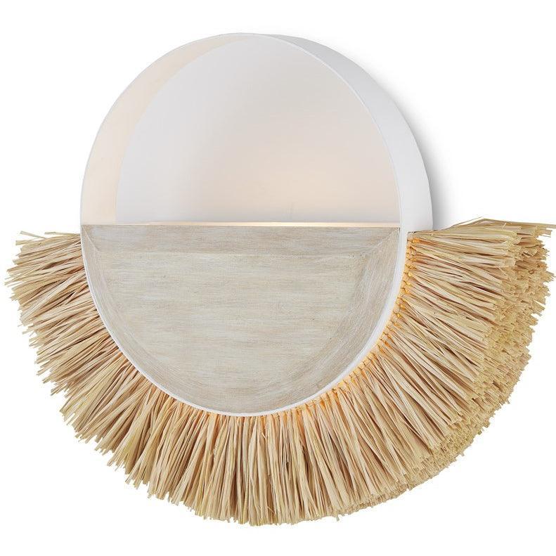 Applique da parete a mezzaluna in rafia