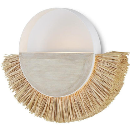 Applique da parete a mezzaluna in rafia